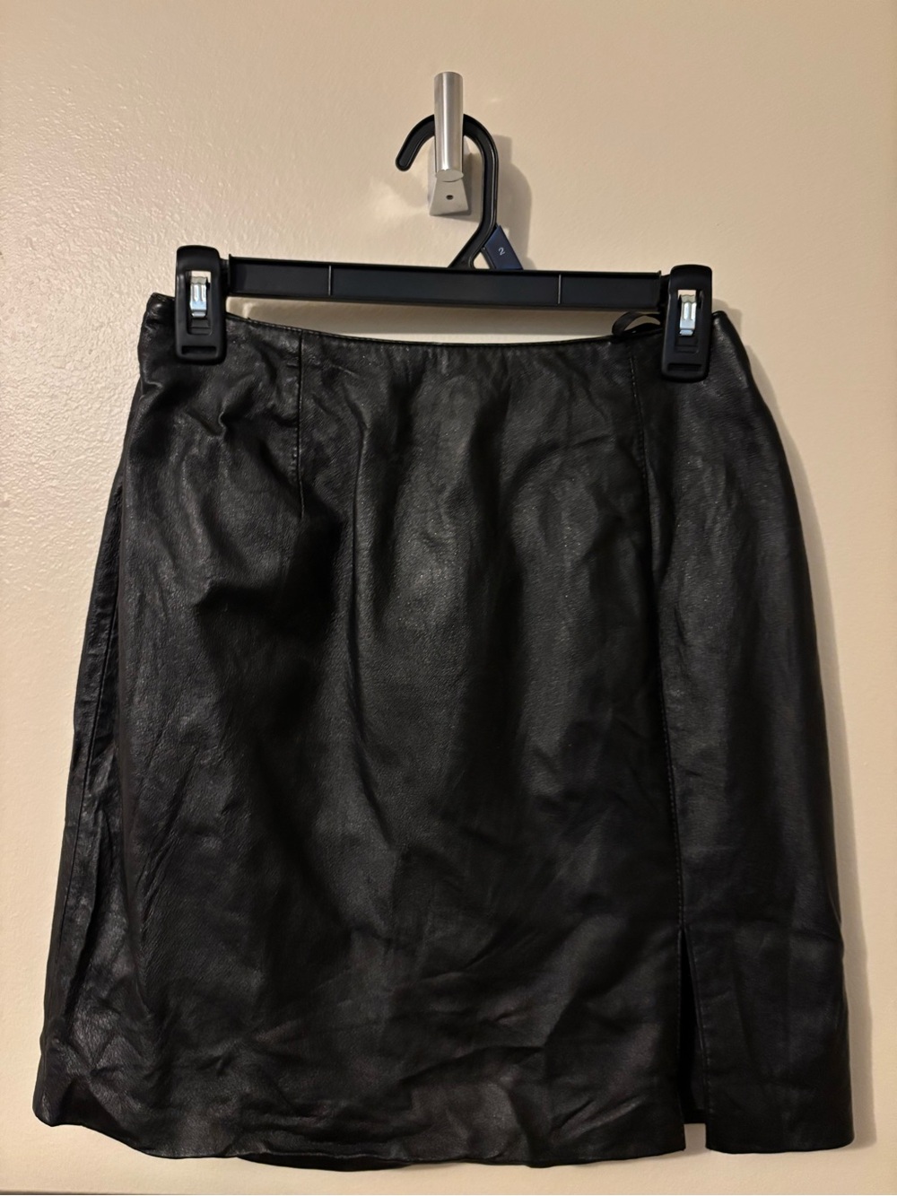 Newport News Black Leather Mini Skirt